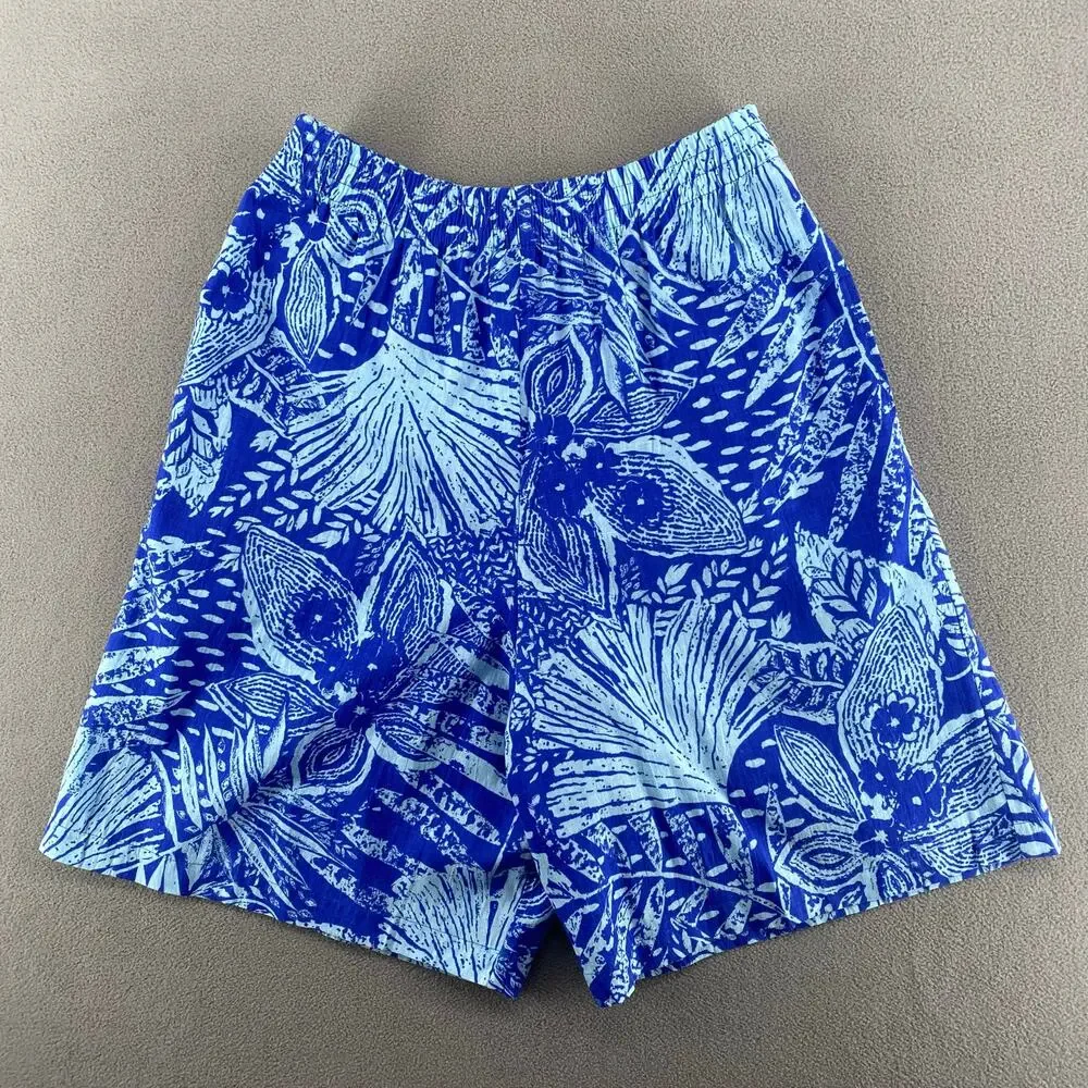 Vtg NOS 80s 90s Two Potato Resortwear Matching Vacation Set Botanical Print Blue